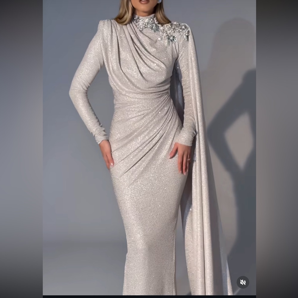 Elegant Silver Evening Gown